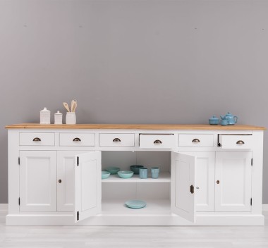 Buffet with 6 doors and 6 drawers, oak top, BAS - PS179BAS-TOP OAK