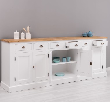 Buffet with 6 doors and 6 drawers, oak top, BAS - PS179BAS-TOP OAK