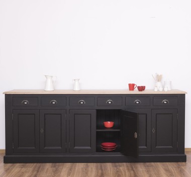 Buffet with 6 doors and 6 drawers, oak top, BAS - PS179BAS-TOP OAK