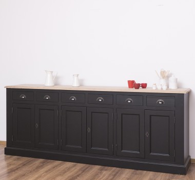 Buffet with 6 doors and 6 drawers, oak top, BAS - PS179BAS-TOP OAK