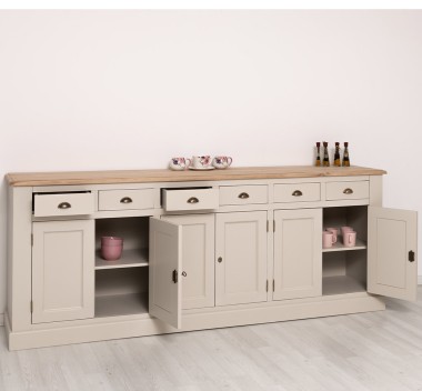 Buffet with 6 doors and 6 drawers, oak top, BAS - PS179BAS-TOP OAK