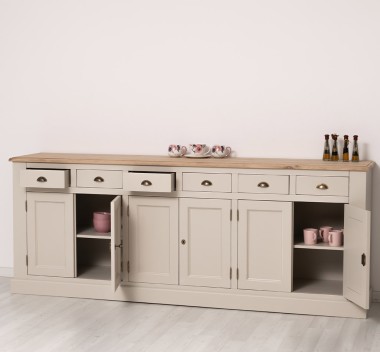 Buffet with 6 doors and 6 drawers, oak top, BAS - PS179BAS-TOP OAK