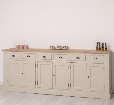 Buffet with 6 doors and 6 drawers, oak top, BAS - PS179BAS-TOP OAK