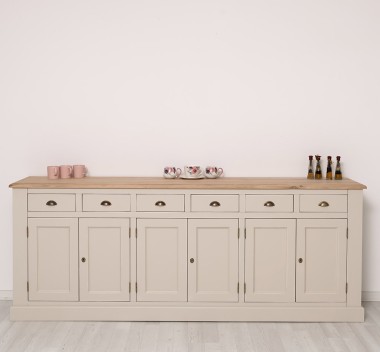 Buffet with 6 doors and 6 drawers, oak top, BAS - PS179BAS-TOP OAK