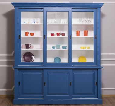 Kitchen display case with 3 sliding doors BAS + 3 sliding glass doors SUP - PS598BAS+SUP
