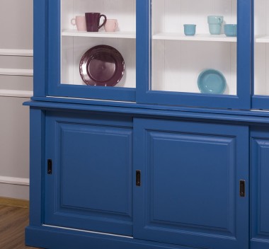 Kitchen display case with 3 sliding doors BAS + 3 sliding glass doors SUP - PS598BAS+SUP