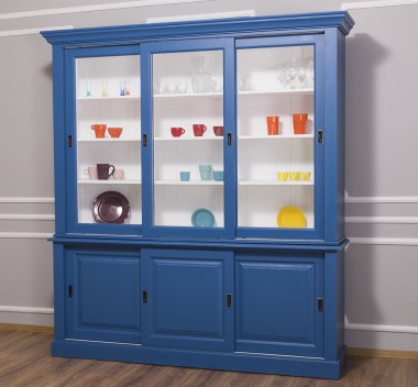 Kitchen display case with 3 sliding doors BAS + 3 sliding glass doors SUP - PS598BAS+SUP