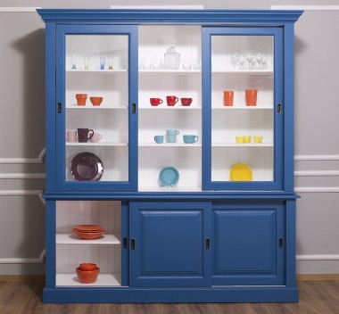 Kitchen display case with 3 sliding doors BAS + 3 sliding glass doors SUP - PS598BAS+SUP