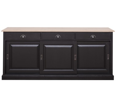 Sideboard with 3 sliding doors, 3 drawers, oak top, BAS - PS10BAS-TOP OAK