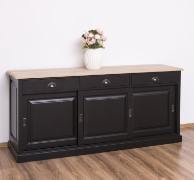 Sideboard with 3 sliding doors, 3 drawers, oak top, BAS - PS10BAS-TOP OAK