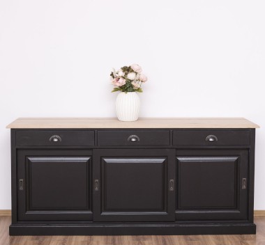 Sideboard with 3 sliding doors, 3 drawers, oak top, BAS - PS10BAS-TOP OAK