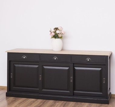 Sideboard with 3 sliding doors, 3 drawers, oak top, BAS - PS10BAS-TOP OAK