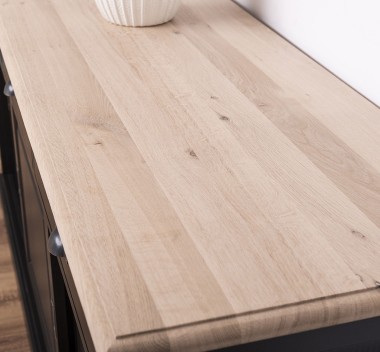 Sideboard with 3 sliding doors, 3 drawers, oak top, BAS - PS10BAS-TOP OAK