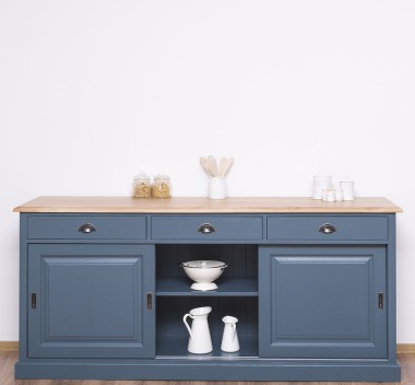 Sideboard with 3 sliding doors, 3 drawers, oak top, BAS - PS10BAS-TOP OAK