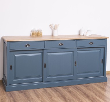 Sideboard with 3 sliding doors, 3 drawers, oak top, BAS - PS10BAS-TOP OAK