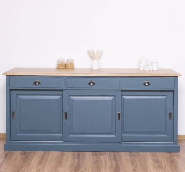 Sideboard with 3 sliding doors, 3 drawers, oak top, BAS - PS10BAS-TOP OAK