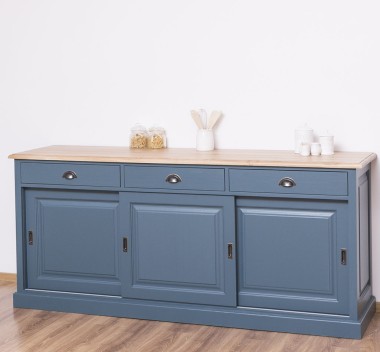 Sideboard with 3 sliding doors, 3 drawers, oak top, BAS - PS10BAS-TOP OAK
