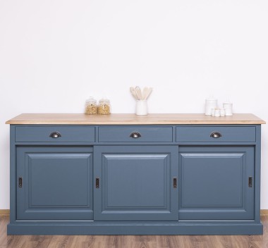 Sideboard with 3 sliding doors, 3 drawers, oak top, BAS - PS10BAS-TOP OAK