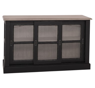 Vitrina cu 3 usi glisante - BAS, blat stejar - PS596BAS-TOP OAK