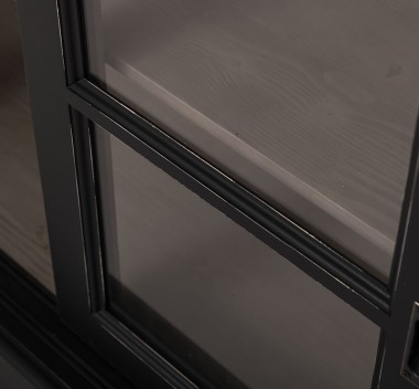 Vitrina cu 3 usi glisante - BAS, blat stejar - PS596BAS-TOP OAK