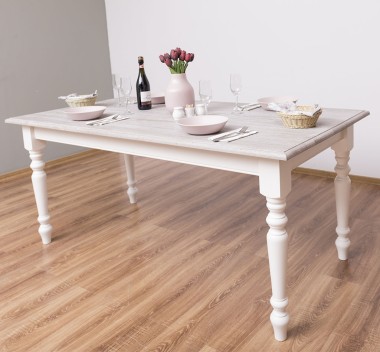 Dining table with turned legs 180x90cm, oak top - PS623-180-TOP OAK