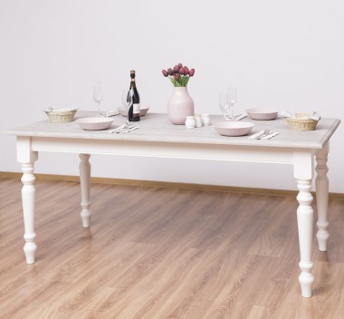 Dining table with turned legs 180x90cm, oak top - PS623-180-TOP OAK