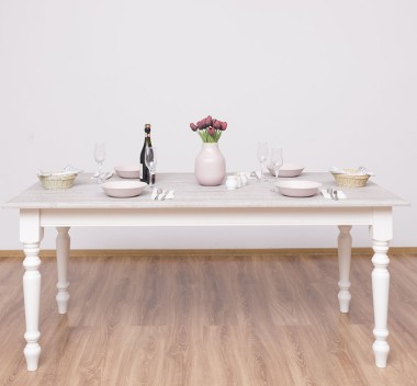Dining table with turned legs 180x90cm, oak top - PS623-180-TOP OAK