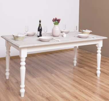 Dining table with turned legs 180x90cm, oak top - PS623-180-TOP OAK