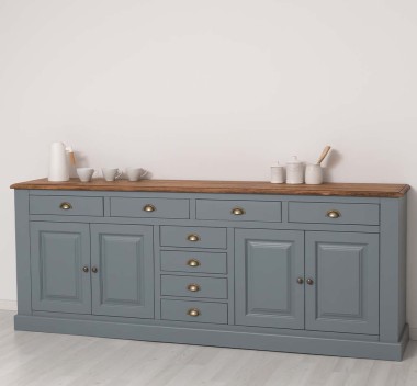 Kitchen sideboard 4 doors 8 drawers bas, top oak - PS404BAS-TOP OAK