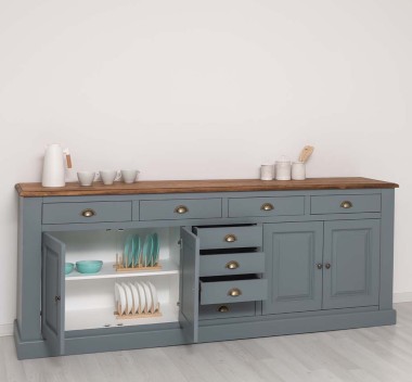 Kitchen sideboard 4 doors 8 drawers bas, top oak - PS404BAS-TOP OAK