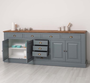 Kitchen sideboard 4 doors 8 drawers bas, top oak - PS404BAS-TOP OAK