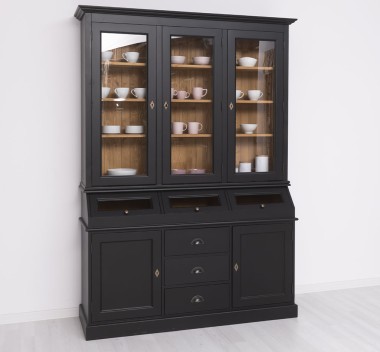 2-door sideboard, 3 drawers, 3 compartments with BAS glass door + 3 SUP glass doors - PS24BAS+SUP