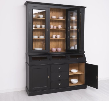 2-door sideboard, 3 drawers, 3 compartments with BAS glass door + 3 SUP glass doors - PS24BAS+SUP