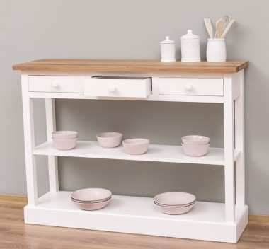 Console with 3 drawers, 1 shelf, oak top