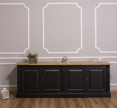 Large 4-door sideboard, oak top, BAS, Diectoire Collection - PS72BAS-TOP OAK