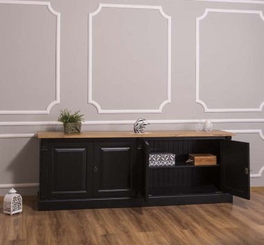 Large 4-door sideboard, oak top, BAS, Diectoire Collection - PS72BAS-TOP OAK