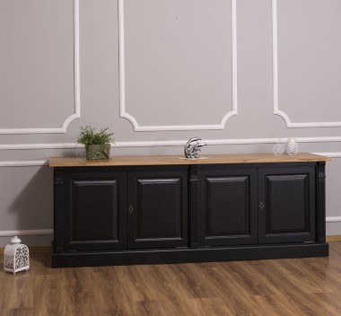 Large 4-door sideboard, oak top, BAS, Diectoire Collection - PS72BAS-TOP OAK