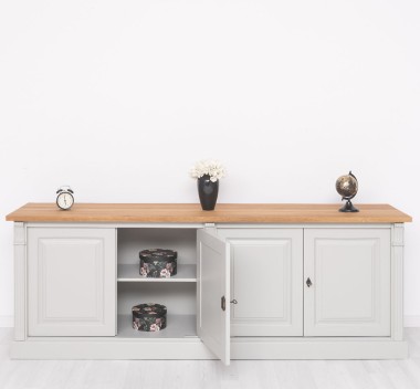 Large 4-door sideboard, oak top, BAS, Diectoire Collection - PS72BAS-TOP OAK