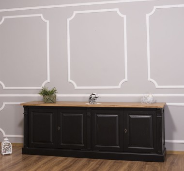 Large 4-door sideboard, oak top, BAS, Diectoire Collection - PS72BAS-TOP OAK