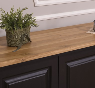 Large 4-door sideboard, oak top, BAS, Diectoire Collection - PS72BAS-TOP OAK