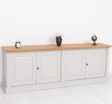 Large 4-door sideboard, oak top, BAS, Diectoire Collection - PS72BAS-TOP OAK