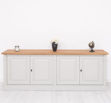 Large 4-door sideboard, oak top, BAS, Diectoire Collection - PS72BAS-TOP OAK