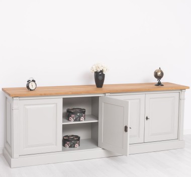 Large 4-door sideboard, oak top, BAS, Diectoire Collection - PS72BAS-TOP OAK