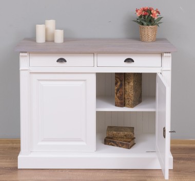 Buffet with 2 doors, 2 drawers, oak top, BAS, Directoire Collection - PS38BAS-TOP OAK