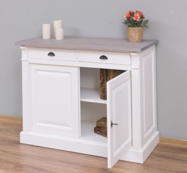 Buffet with 2 doors, 2 drawers, oak top, BAS, Directoire Collection - PS38BAS-TOP OAK