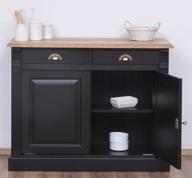 Buffet with 2 doors, 2 drawers, oak top, BAS, Directoire Collection - PS38BAS-TOP OAK
