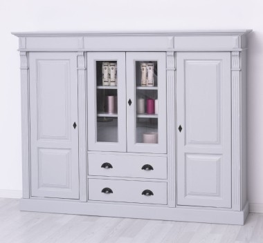 Bookcase with 2 doors + 2 glass doors and 2 drawers - PS437