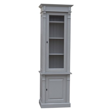 Narrow display case with 1 BAS door + 1 SUP glass door, Directoire Collection - PS68BAS+SUP