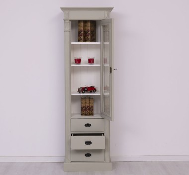 Wardrobe with 1 glass door, 3 drawers, Directoire Collection - PS425
