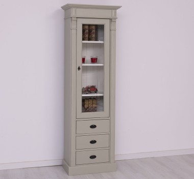 Wardrobe with 1 glass door, 3 drawers, Directoire Collection - PS425